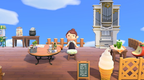مقهى حيث يمكنك الاستمتاع بـ "Animal Crossing: New Horizons" بمفردك! استمتع بالهوايات مثل العزف على الأرغن الأنبوبي والألغاز بما يرضي قلبك مع الوجبات الخفيفة في متناول اليد.