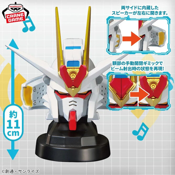 "Gundam SEED FREEDOM" Mighty Strike Freedom أصبحت الآن مكبر صوت على شكل رأس! يتم إعادة إنتاج الحالة وقت حقن الشعاع من خلال وسيلة التحايل اليدوية للفتح/الإغلاق للجبهة. الصورة/الصورة الثانية