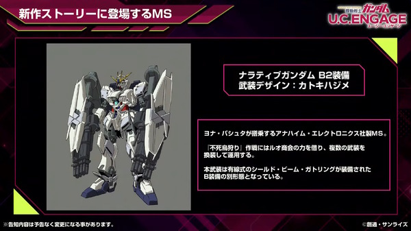 ماذا، هذا طويل! سوف تشارك المركبة "ν Gundam" المسلحة بعيدة المدى (المجهزة بقمع زعانف بعيدة المدى وقاذفة بازوكا ضخمة للغاية)" في "UC ENGAGE" كصورة/صورة أصلية لـMS السادسة
