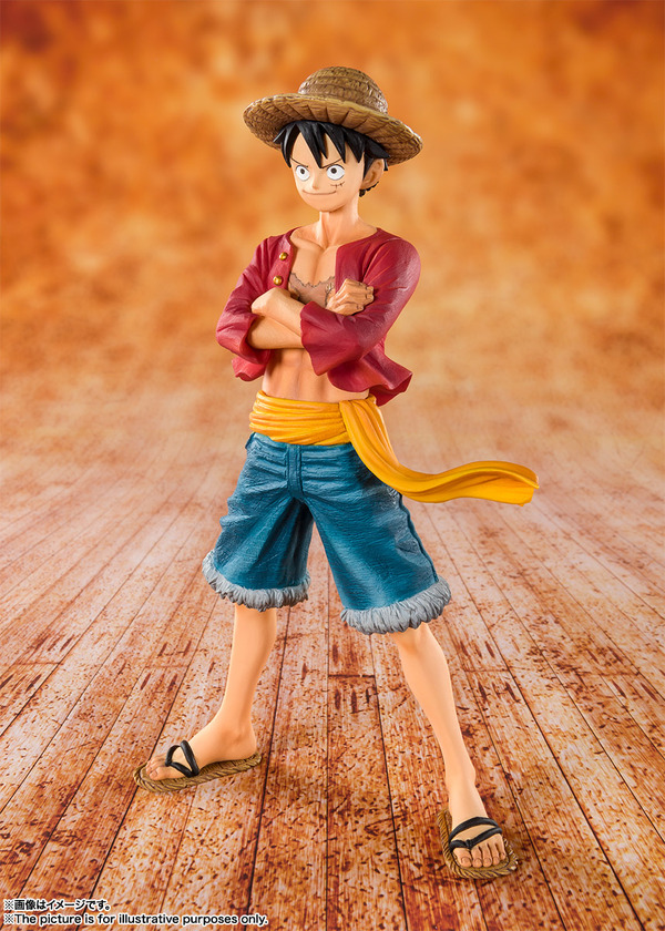 شخصية "Straw Hat Luffy" الموجودة على غلاف القصة المصورة الأصلية "One Piece" معروضة للبيع مرة أخرى! شخصية ثلاثية الأبعاد ترتدي ملابس حمراء وسروالًا أزرقًا ومئزرًا أصفر وزيًا قياسيًا. الصورة/الصورة الثانية